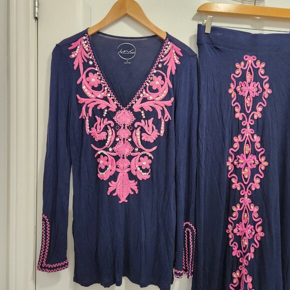 INC International Concept 2 piece Tunic Maxi Skirt set S/M - Picture 2 of 16